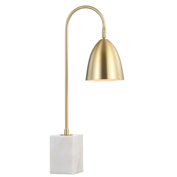 Ana 26" Gold Arched Metal with Marble Base LED Table Lamp - JONATHAN Y
